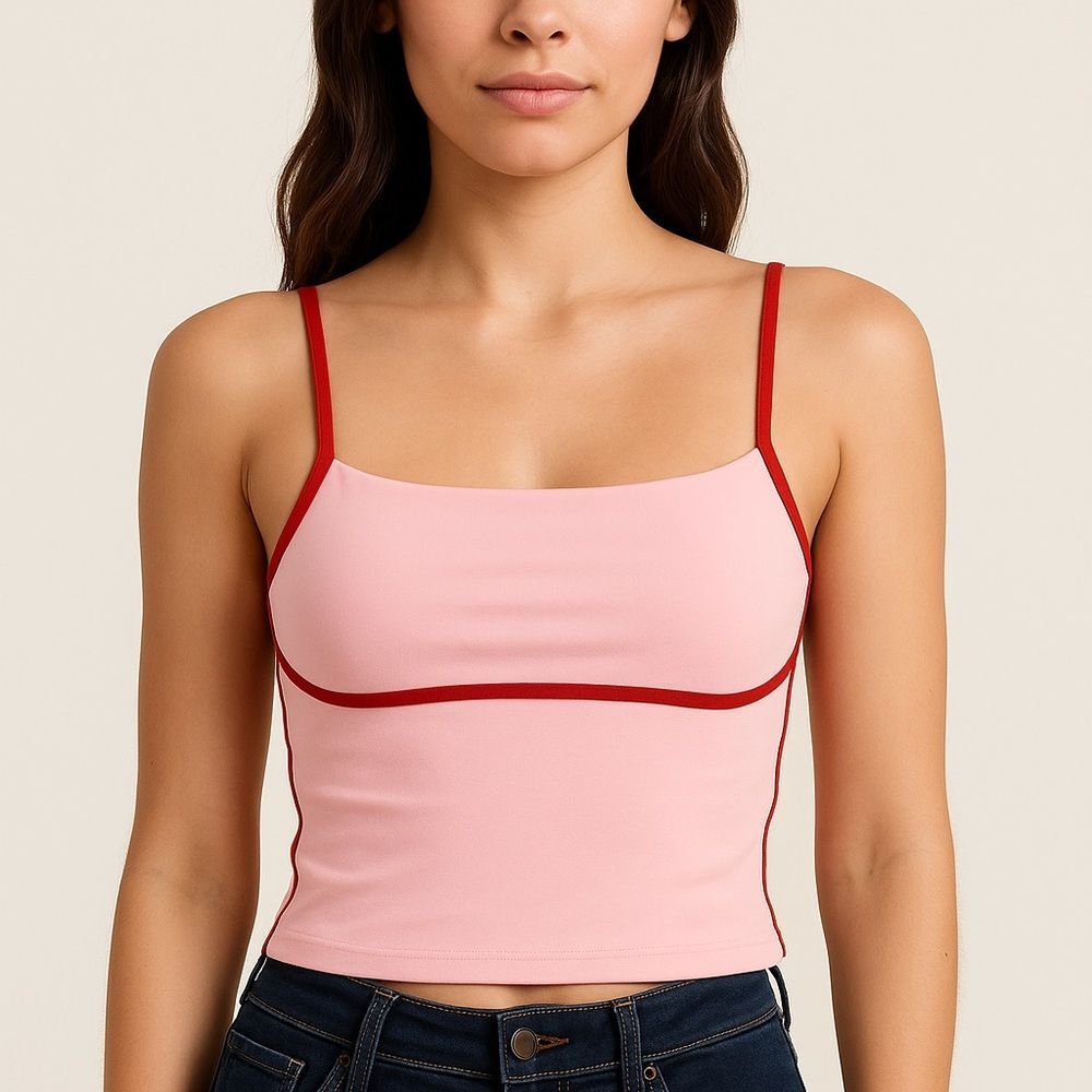 Pink & Red Contrast Trim Cami Top | Size L